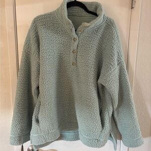 Aerie wide medium turquoise teal mint green soft sherpa jacket